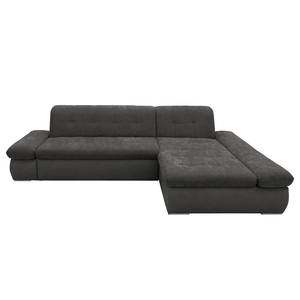 Ecksofa Lemley Webstoff / Kunstleder - Kunstleder Jami / Webstoff Floricia: Schwarz / Anthrazit - Longchair davorstehend rechts - Mit Schlaffunktion