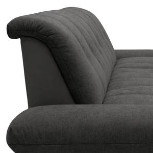 Ecksofa Lemley Webstoff / Kunstleder - Kunstleder Jami / Webstoff Floricia: Schwarz / Anthrazit - Longchair davorstehend rechts - Mit Schlaffunktion