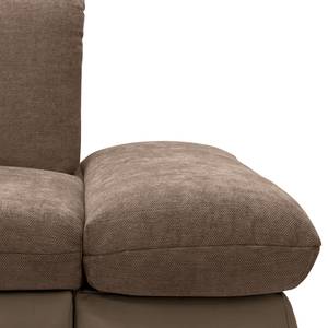 Ecksofa Lemley Webstoff / Kunstleder - Kunstleder Jami / Webstoff Floricia: Braun - Longchair davorstehend links - Mit Schlaffunktion