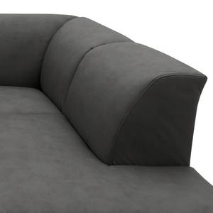 Ecksofa Bollon Antiklederlook - Kunstleder Jami: Schwarz - Ottomane davorstehend rechts - Mit Schlaffunktion