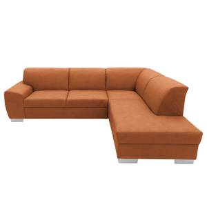 Ecksofa Bollon Antiklederlook - Kunstleder Jami: Cognac - Ottomane davorstehend rechts