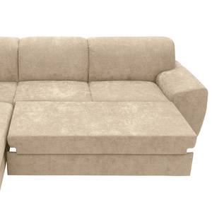 Ecksofa Bollon Webstoff Floricia: Sand - Ottomane davorstehend links - Mit Schlaffunktion