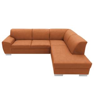 Ecksofa Bollon Antiklederlook - Kunstleder Jami: Cognac - Ottomane davorstehend rechts - Mit Schlaffunktion