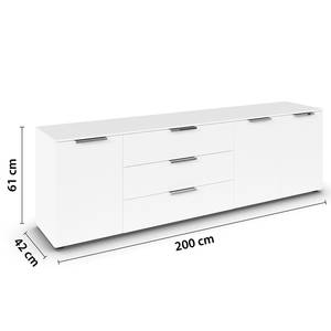 TV-Lowboard Flipp Alpinweiß / Silber - Breite: 200 cm