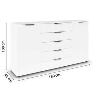 Sideboard Flipp Alpinweiß / Silber - Breite: 180 cm