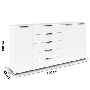 Sideboard Flipp Alpinweiß / Silber - Breite: 200 cm