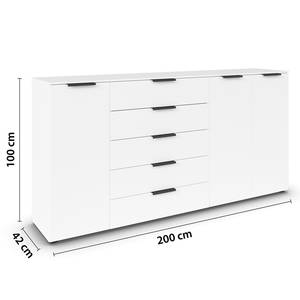 Sideboard Flipp Alpinweiß / Grau - Breite: 200 cm