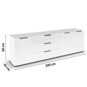 TV-Lowboard Flipp Glas Typ B Weiß / Silber - Breite: 200 cm