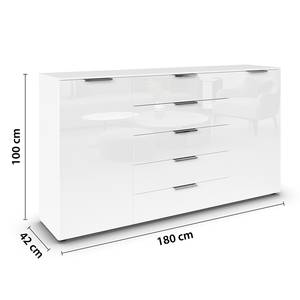 Sideboard Flipp Glas Typ A Weiß / Silber - Breite: 180 cm