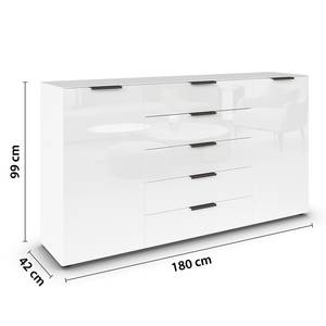 Sideboard Flipp Glas Typ B Weiß / Grau - Breite: 180 cm