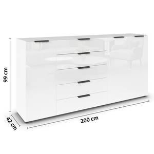 Sideboard Flipp Glas Typ B Weiß / Grau - Breite: 200 cm