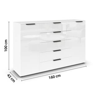 Sideboard Flipp Glas Typ A Weiß / Grau - Breite: 160 cm