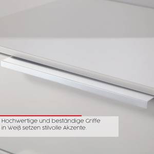 Kommode Flipp Glas 5 Schubladen Typ A Weiß / Eiche Artisan Dekor - Breite: 80 cm