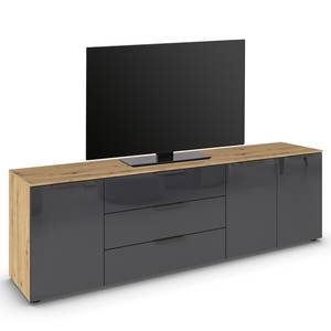 TV-Lowboard Flipp Glas Typ A Graphit / Eiche Artisan Dekor - Breite: 200 cm