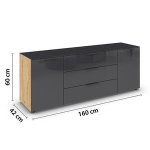 TV-Lowboard Flipp Glas Typ B Graphit / Eiche Artisan Dekor - Breite: 160 cm