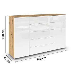 Sideboard Flipp Glas Typ A Weiß / Eiche Artisan Dekor - Breite: 160 cm