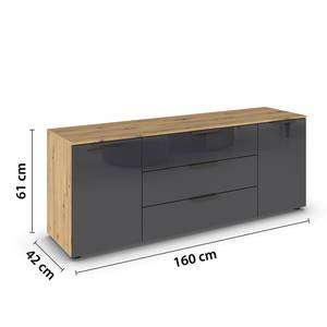 TV-Lowboard Flipp Glas Typ A Graphit / Eiche Artisan Dekor - Breite: 160 cm