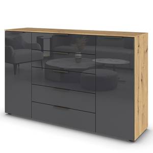 Sideboard Flipp Glas Typ A Graphit / Eiche Artisan Dekor - Breite: 160 cm