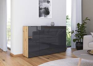 Sideboard Flipp Glas Typ B Graphit / Eiche Artisan Dekor - Breite: 160 cm