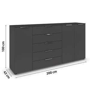 Sideboard Flipp Grau / Silber - Breite: 200 cm