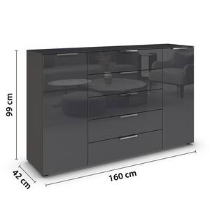 Sideboard Flipp Glas Typ B Grau / Silber - Breite: 160 cm