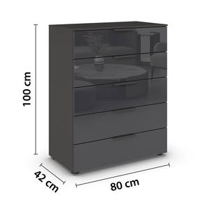 Kommode Flipp Glas 5 Schubladen Typ A Graphit - Breite: 80 cm