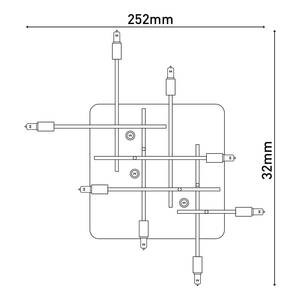 Lampada da soffitto a LED Ancona Alluminio - Nero / Dorato - Numero di lampadine necessarie: 12