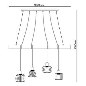 Lampada a sospensione Woodland Massello / Ferro - Nero - 4 punti luce