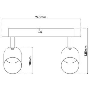 Lampada da soffitto Frida 2 punti luce Ferro / Alluminio - Nero / Oro