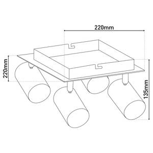 Plafonnier Frida 4 ampoules Fer / Aluminium - Noir / Doré