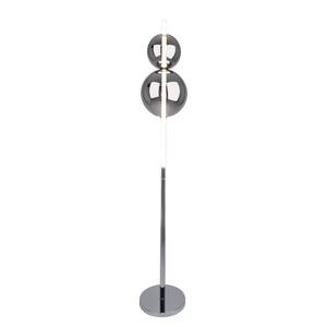 Lampadaire LED Nova Acier / Verre miroir - Argenté - 2 ampoules