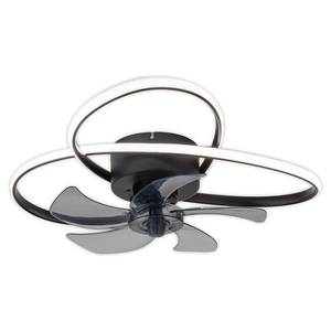 Plafonnier LED Riccio Acier / Aluminium - Noir - 2 ampoules - Ventilateur inclus