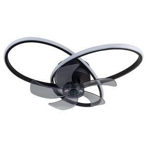 Plafonnier LED Riccio Acier / Aluminium - Noir - 2 ampoules - Ventilateur inclus