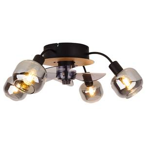 Lampada da soffitto Fumoso Ferro / Vetro fumé - Nero / Marrone - 4 punti luce - con ventilatore