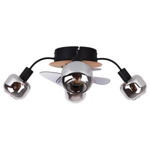 Plafonnier Fumoso Fer / Verre fumé - Noir / Marron - 4 ampoules - Ventilateur inclus