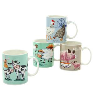 Koffiemok Farm Animals set van 4 porselein - meerdere kleuren