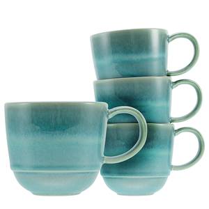 Koffiemok Yuki set van 4 aardewerk - groen/blauw