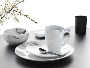 Service combiné Marmor Porcelaine - Noir / Blanc - 16 éléments