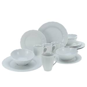 Service combiné Flora Porcelaine - Blanc - 16 éléments