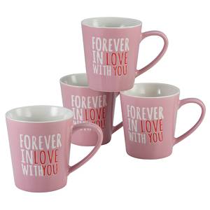 Kaffeebecher Forever Love 6er-Set Porzellan - Rosa