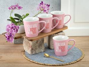 Kaffeebecher Forever Love 6er-Set Porzellan - Rosa