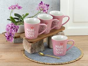 Kaffeebecher Made with Love 6er-Set Porzellan - Rosa