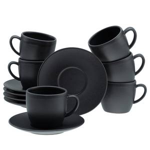 Cappuccinotassen Soft Touch Steinzeug - Schwarz - 12-teilig