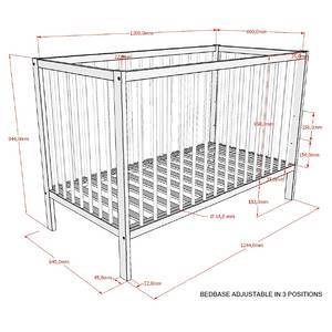 Massives Babybett Dino Buche massiv - Anthrazit