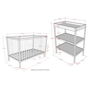 Babyzimmerset Dino 2-teilig - Babybett Buche massiv - Anthrazit