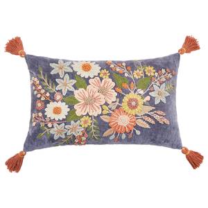 Kissen BOHEMIAN Blumen Baumwolle / Polyester - Blau