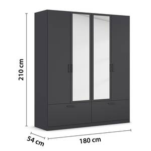 Drehtürenschrank Bari - Spiegeltür Typ B Graumetallic - Breite: 181 cm