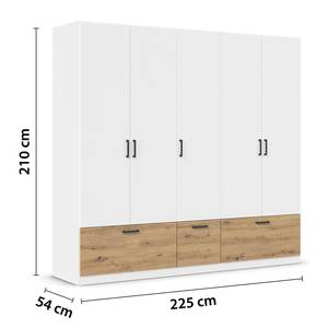 Drehtürenschrank Bari Typ B Alpinweiß / Eiche Artisan Dekor - Breite: 226 cm