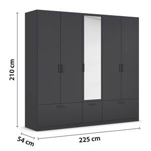 Drehtürenschrank Bari - Spiegeltür Typ B Graumetallic - Breite: 226 cm