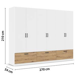 Drehtürenschrank Bari Typ B Alpinweiß / Eiche Artisan Dekor - Breite: 271 cm